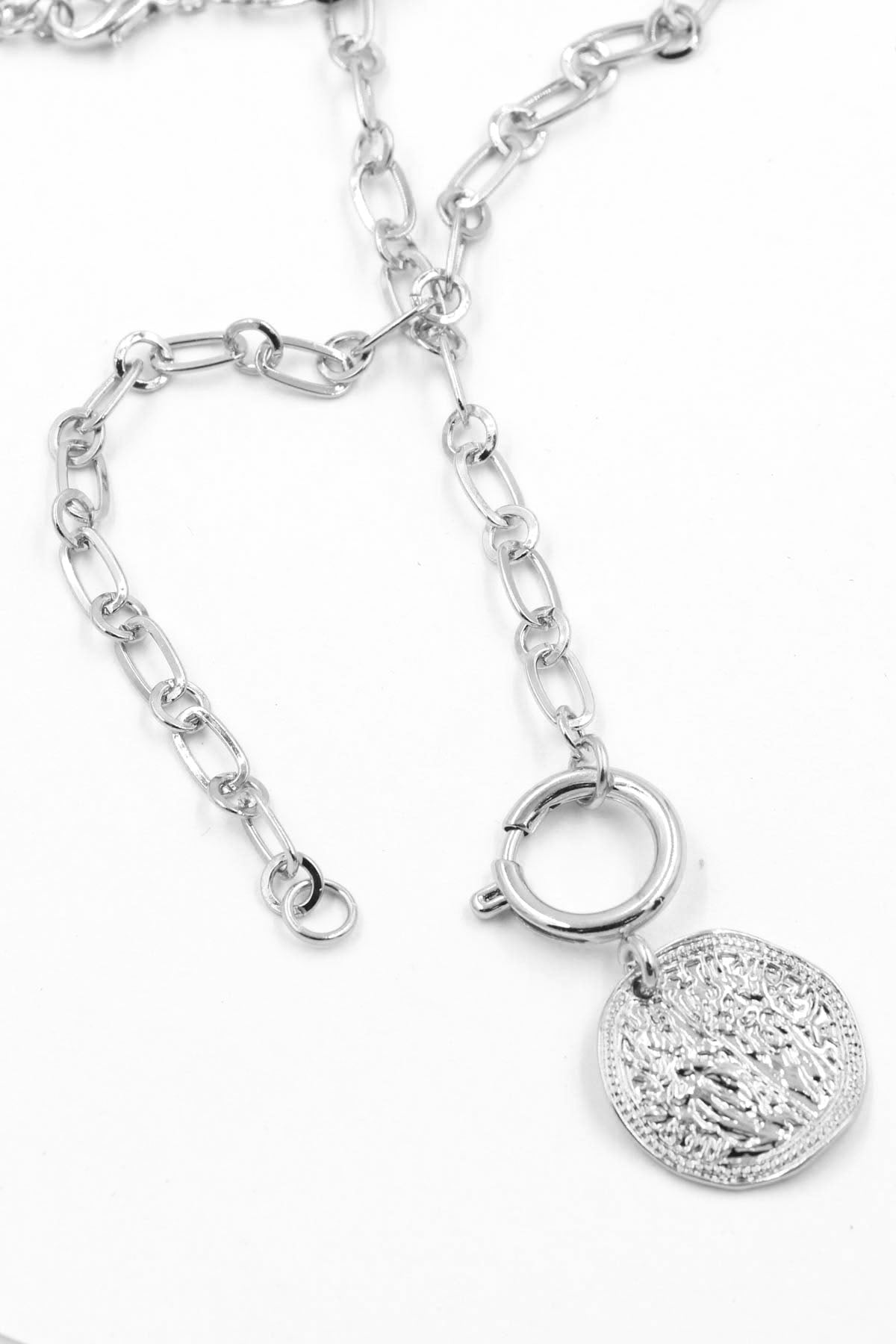 Simplicity Silver Coin/Disc and Chain Necklace