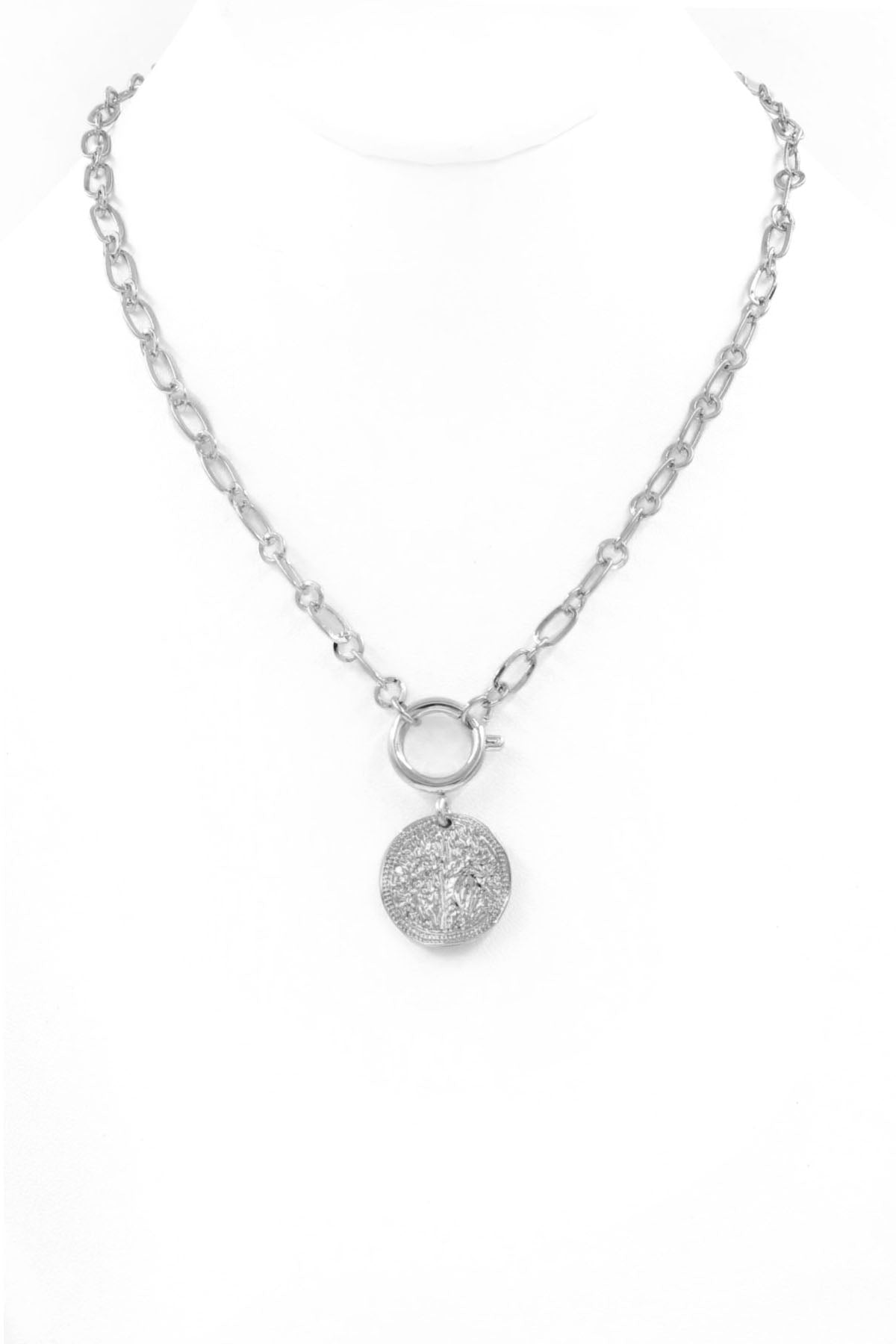 Simplicity Silver Coin/Disc and Chain Necklace