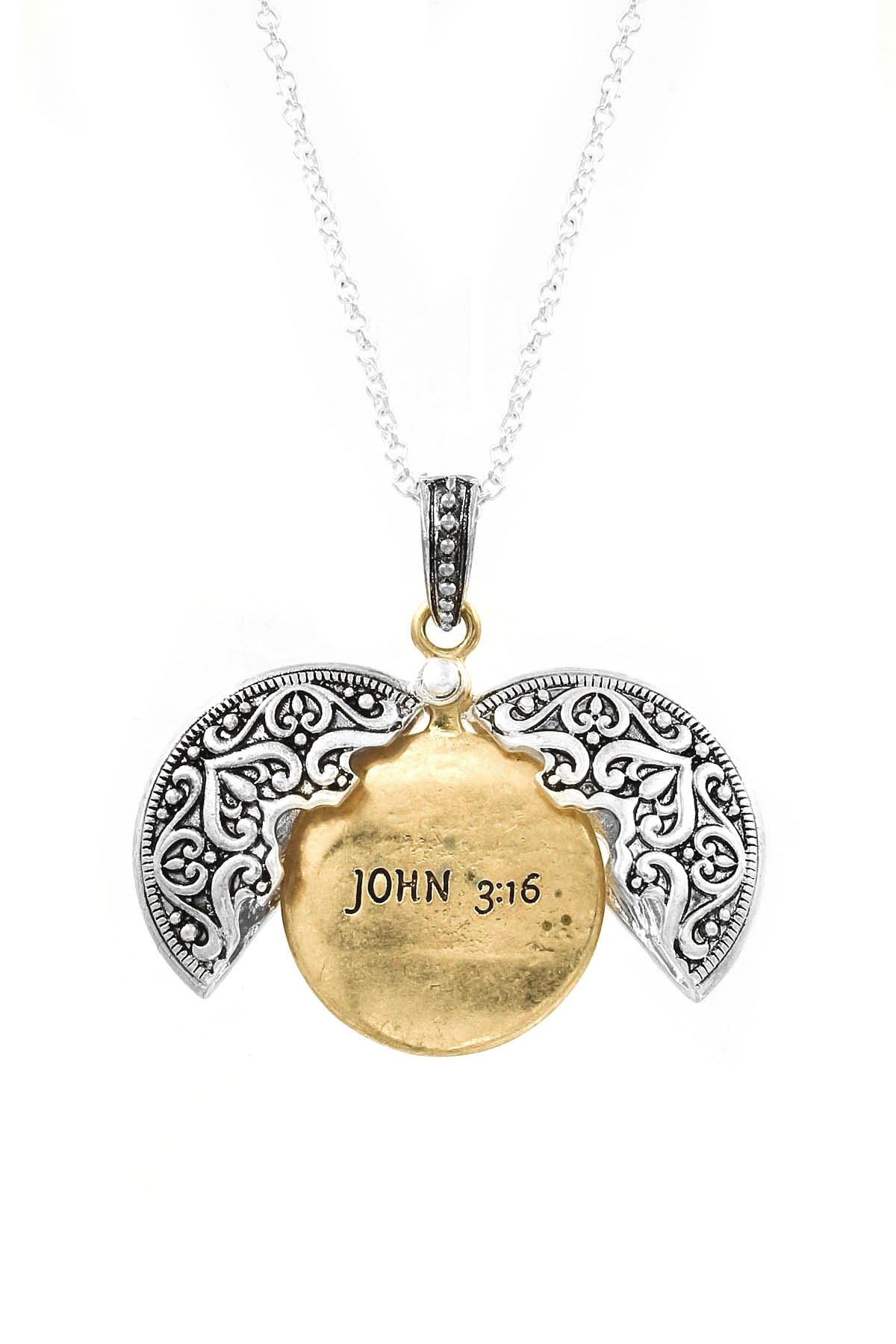 John 3:16 Engraved Message Locket Pendant Necklace