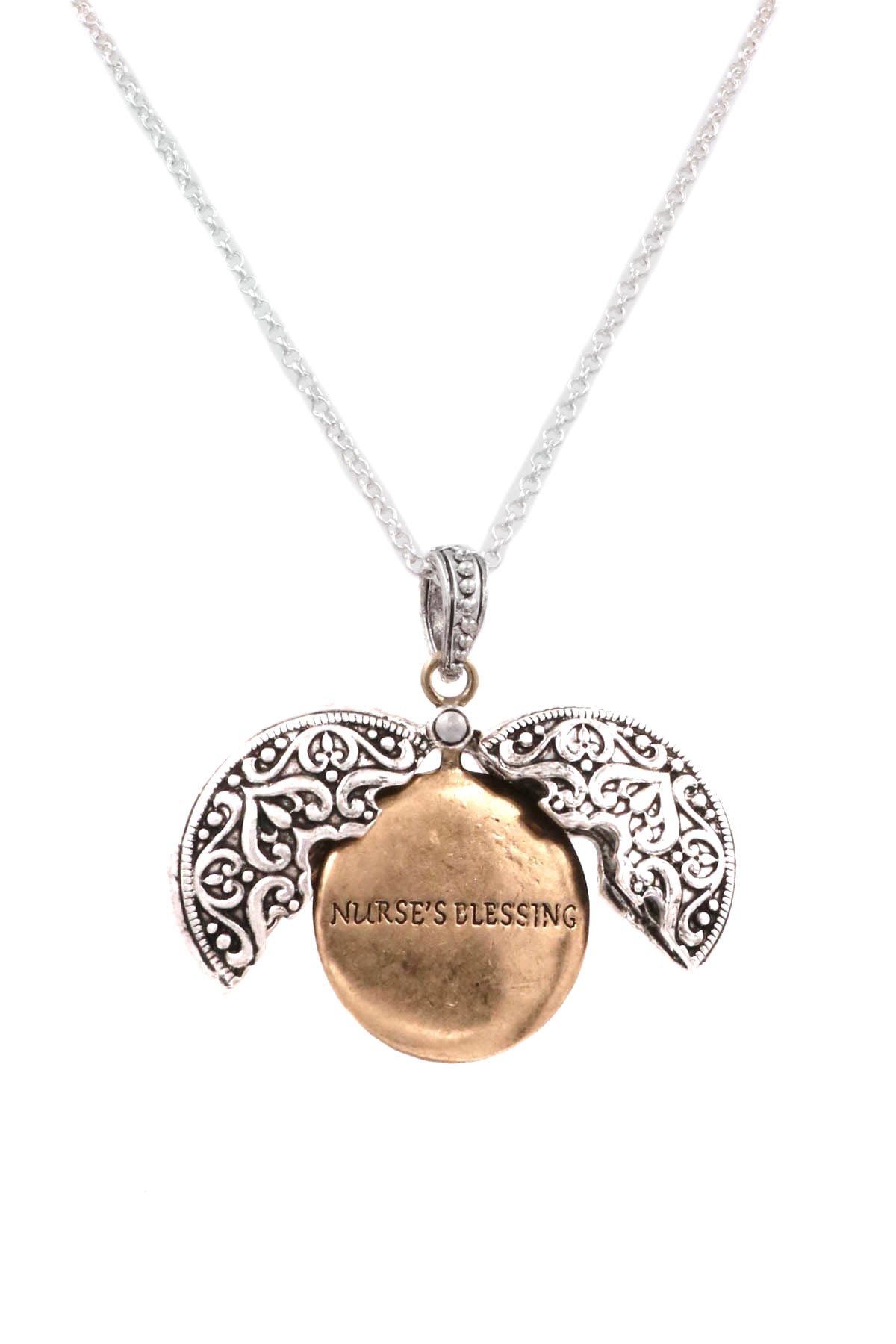 Nurse's Blessing Engraved Locket Pendant Necklace